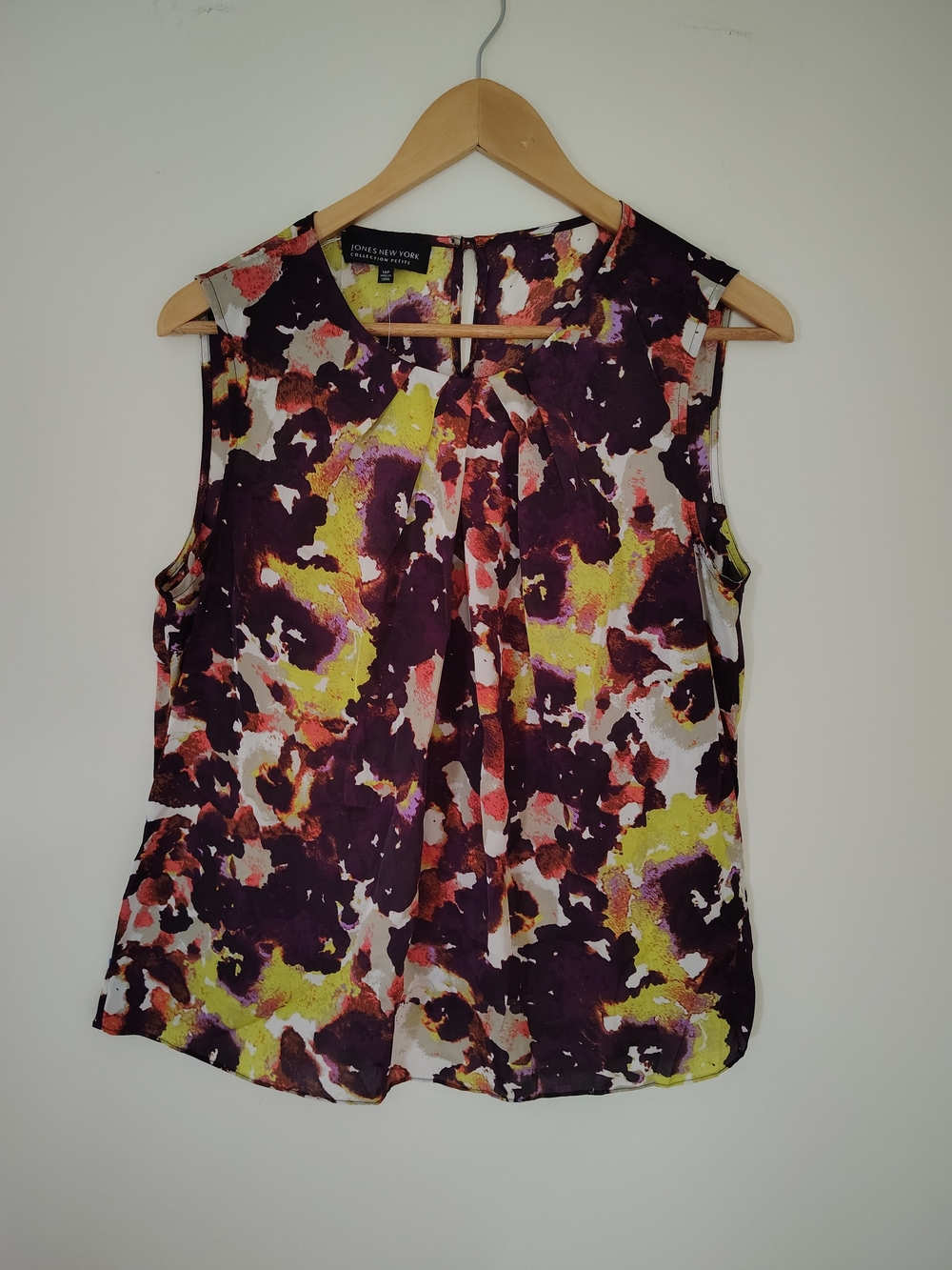 Jones New York Purple and Yellow Abstract Print Sleeveless Top
